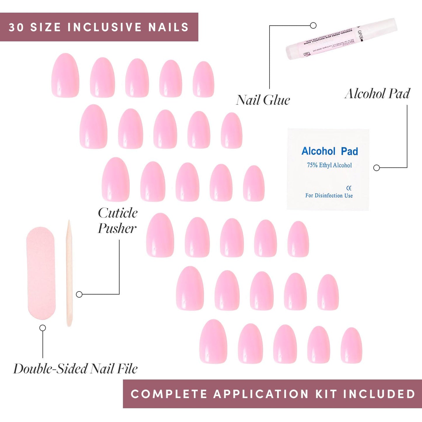 Glamnetic Press-On Nails Bundle - Blush Dream & Think Pink | Medium Coffin Milky Fake Nails | Light Pastel Short Oval Fake Nails | Durable, Salon-Quality Nail Kits
