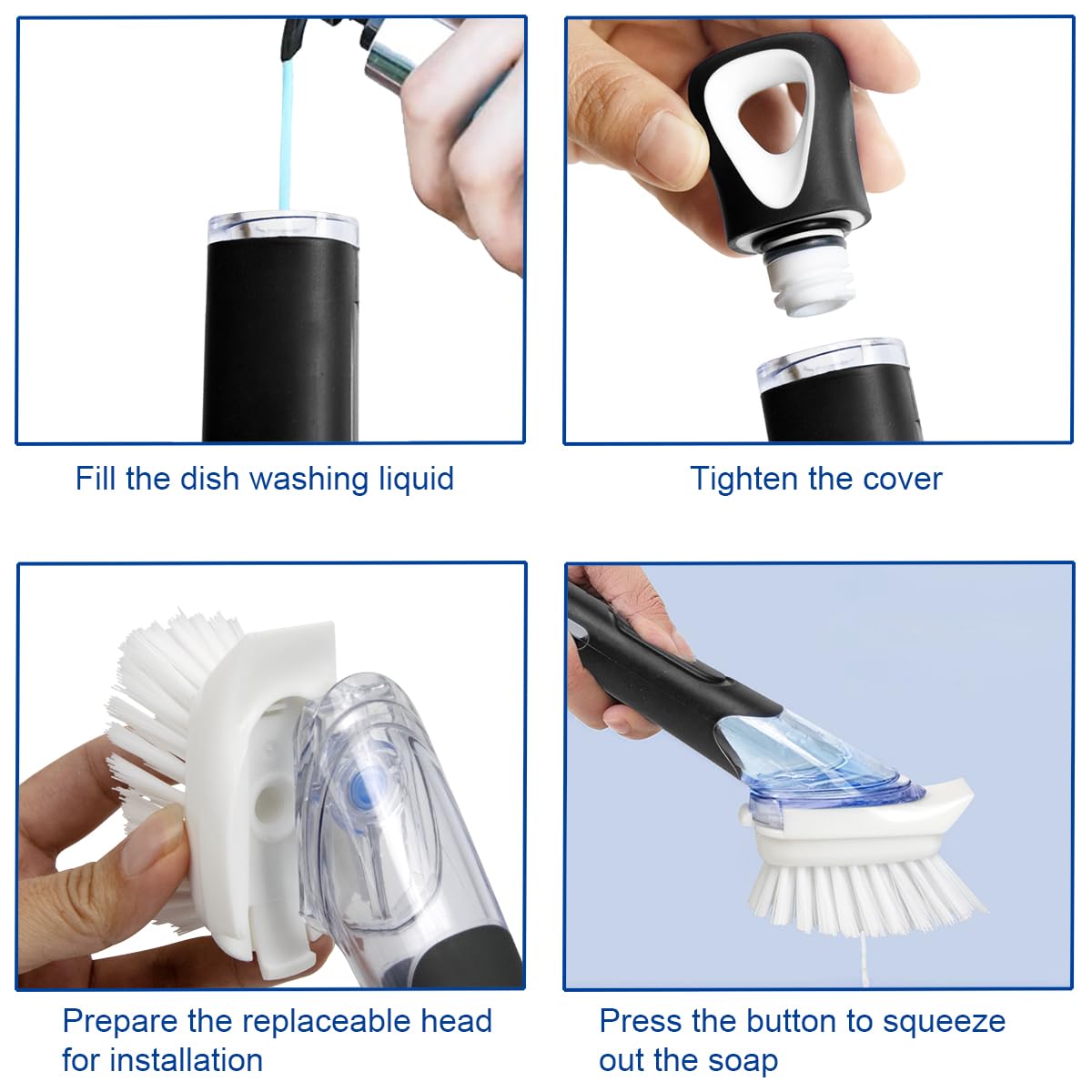 CELOX Dish Brush with Soap Dispenser, Soap Dispensing Dish Brush for Pot Pan Sink Cleaning