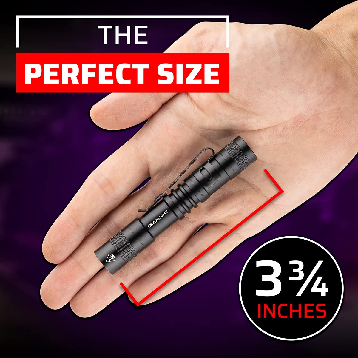 GearLight UV Flashlight S50-365 nm Mini Blacklight Ultraviolet Pen Flashlights for ID Check, Leak AC Detection, Resin Curing - Pet Urine, Scorpion, Stain Handheld Detector - (Pocket Light) - 2 Pack