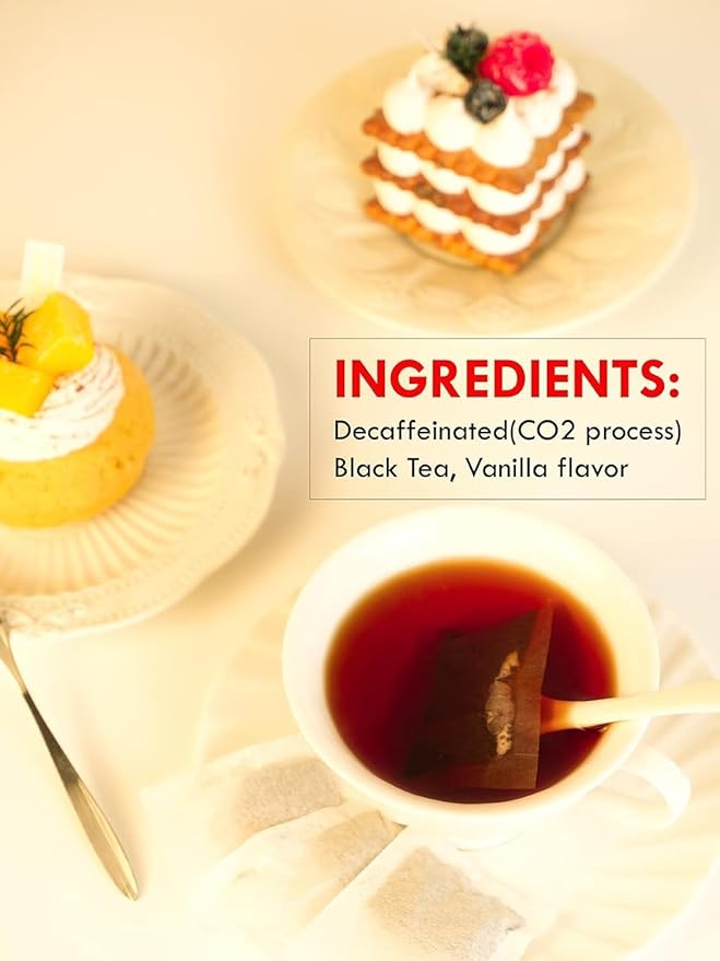 TeeLux Decaf Vanilla Black Tea Bags, Decaffeinated Black Tea Blended with Vanilla, 100 Count
