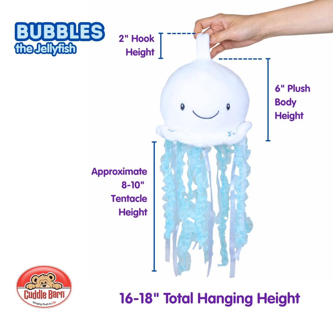 Cuddle Barn - Jellyfish Bubbles | Soft Jelly Fish Plush Toy | Hanging Loop | Gentle Color Changing Lights | Plays Ocean Melodies with Volume Control- Gift for Baby, Toddlers, Kids - 18 Inches