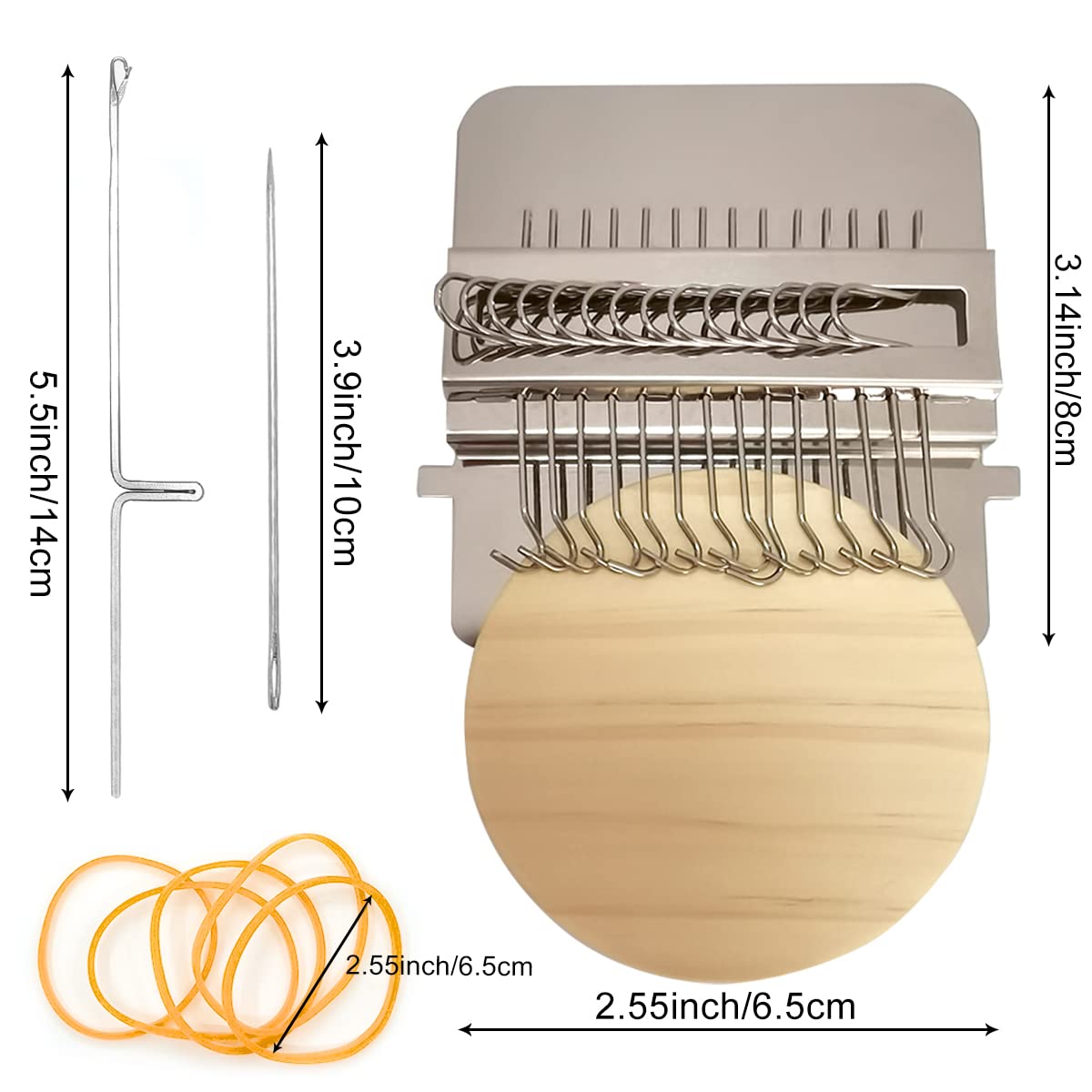 Rumexeng Small Weaving Loom, Wooden Speedweve Darning Loom Type Weave Tool, Convenient DIY Darning Machine for Mending Jeans and Clothes Quickly and Easily, Makes Beautiful Stitching (14 Hooks)