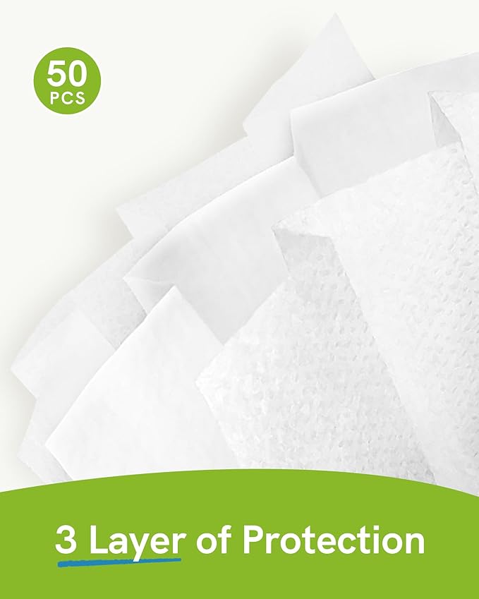 FriCARE Disposable Face Masks, 3-Ply ASTM Level 3 Medical Grade, FSA/HSA Eligible, Breathable & Comfortable for Allergy/Sun Protection, 50 Pack White