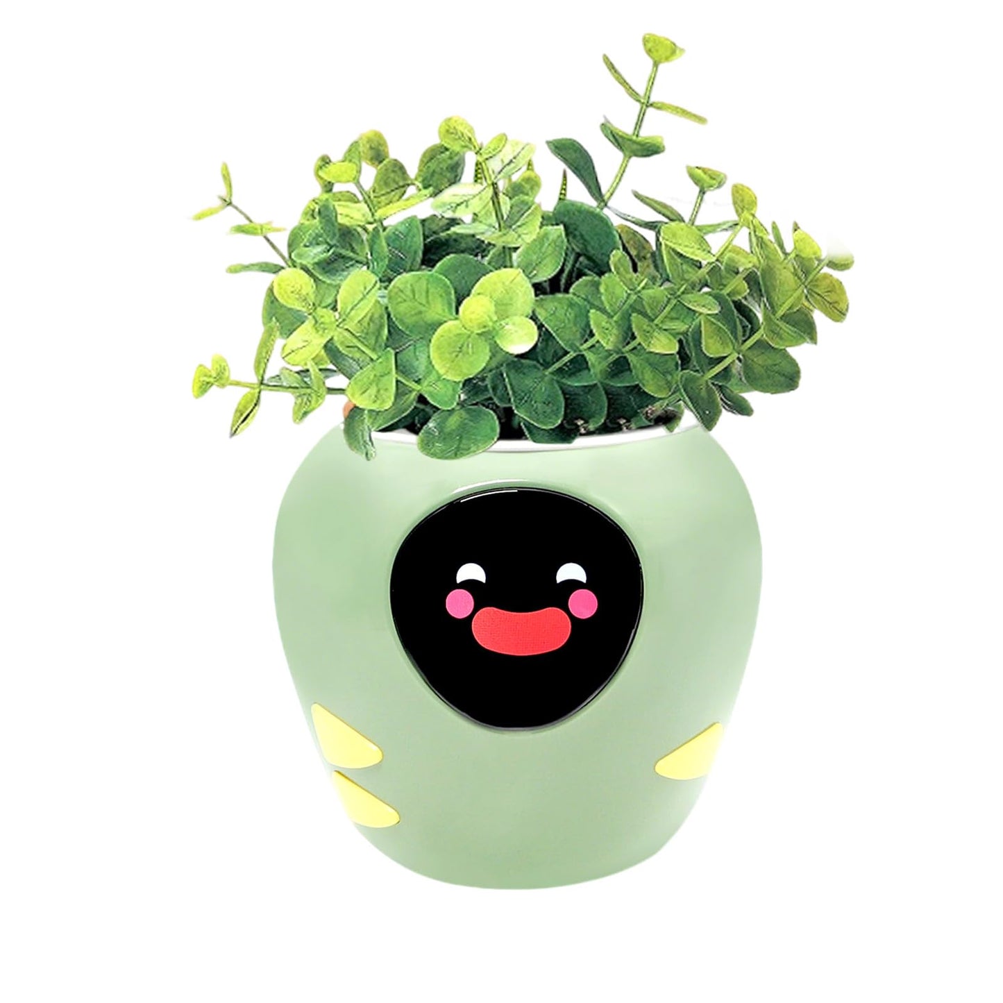 Itigoitie Smart Pet Planter, Smart Plant Pot, 3 Smart Growth Modes, App Plant Detection, and Multiple Expressions Animation,Robot Flower with Feelings, for Desktop Decoration, Gifts (Green)