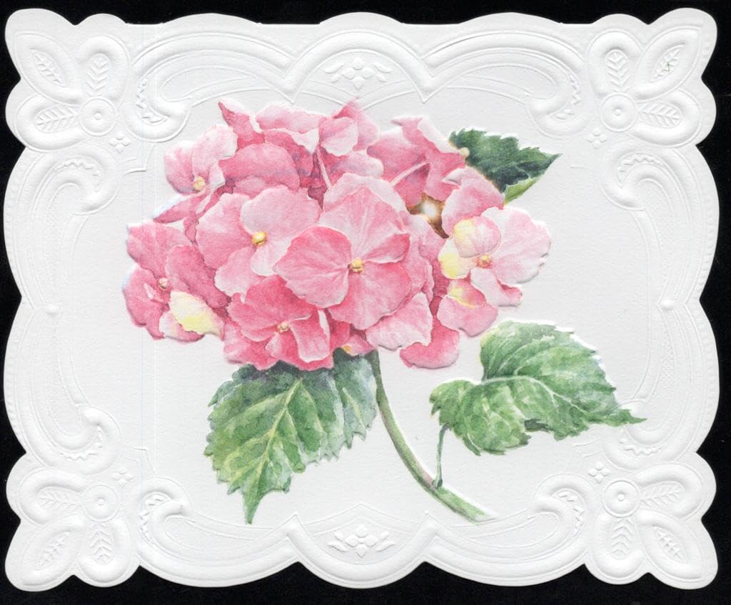 Poster Foundry Set of 3 - Pink Hydrangea Portfolio Boxed Note Cards by Carol Wilson. 10 embossed 4x5 Die-Cut Notecards and Matching Envelopes in Decorative Gift Box with Magnetic Flap. NCP2022