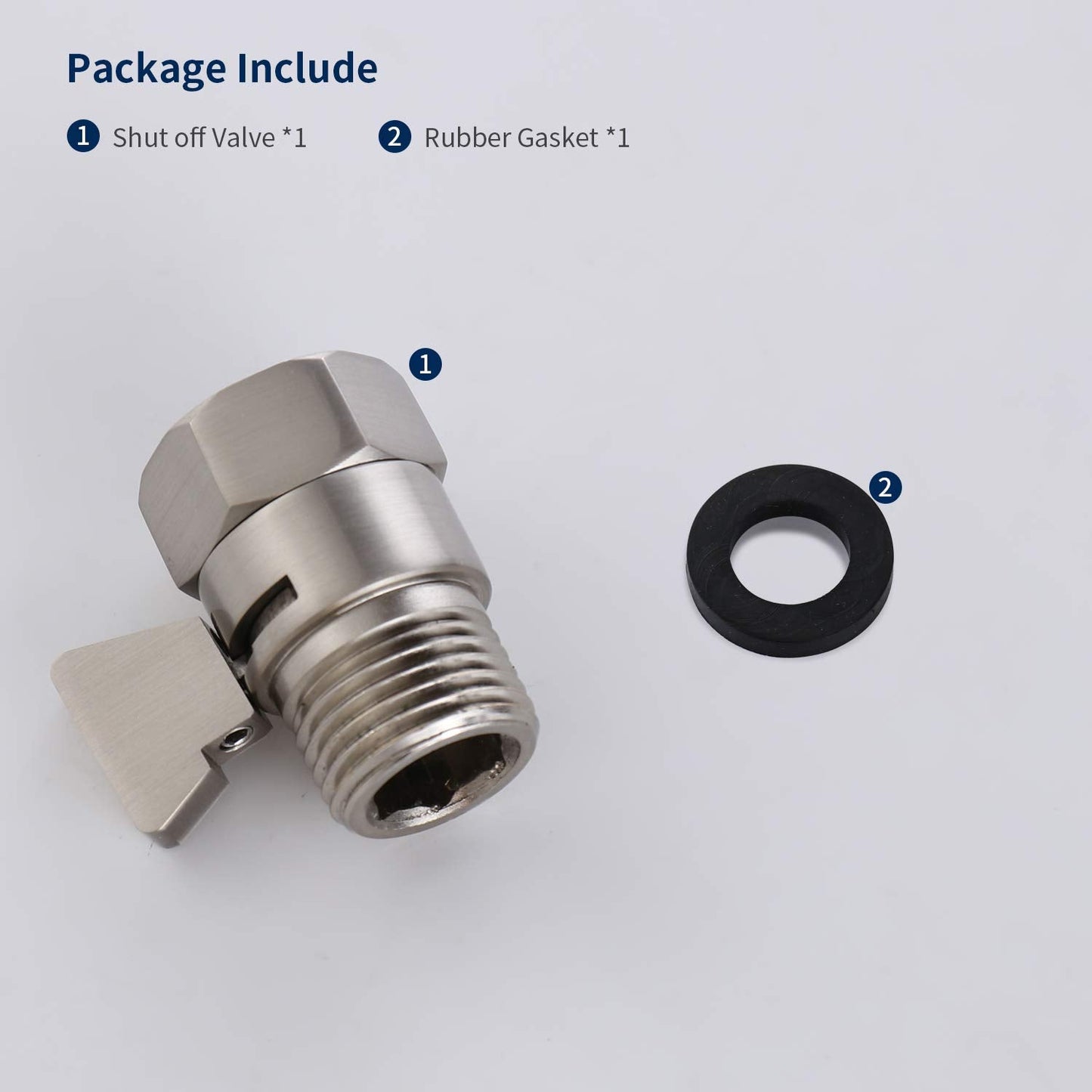 Tenfe Water Flow Control Valve, Brushed Nickel Shut Off Valve for Hand shower Adjustable Water Pressure Turn off Valve, Brass G1/2 Standard Connection