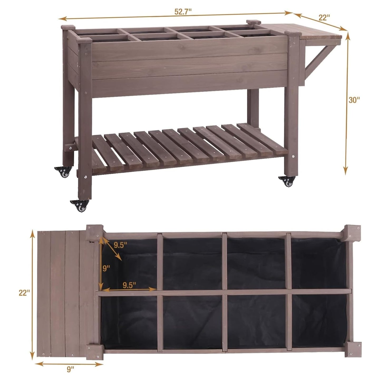 GUTINNEEN Raised Garden Bed Mobile Outdoor Planter Box with Legs for Vegetables Flower Herb, Large Storage Garden Box on Wheels
