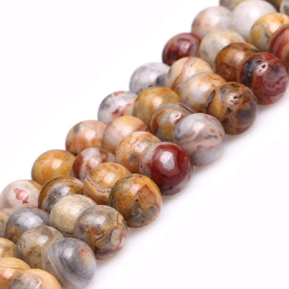 Genuine Crazy Lace Agate Beads for Jewelry Making Gemstone Semi Precious Stone Round 6mm Strand 15"(58-62pcs)