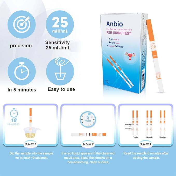 FSH Menopause Test Strips, 10 Test Pack, Menopause Testing Kit, Home Urine FSH Test at Home, Perimenopause Test Hormone Balance for Women