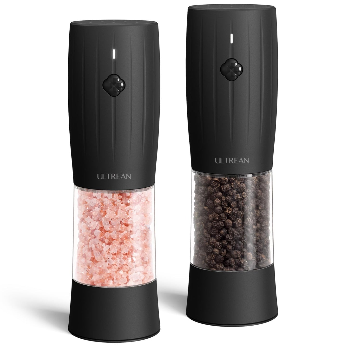Ultrean Electric Salt and Pepper Grinder Set, USB-C Rechargeable, Salt and Pepper Shakers Spice Mill with 6 Adjustable Coarseness LED Light, Kitchen Appliances for HouseWarming Gifts