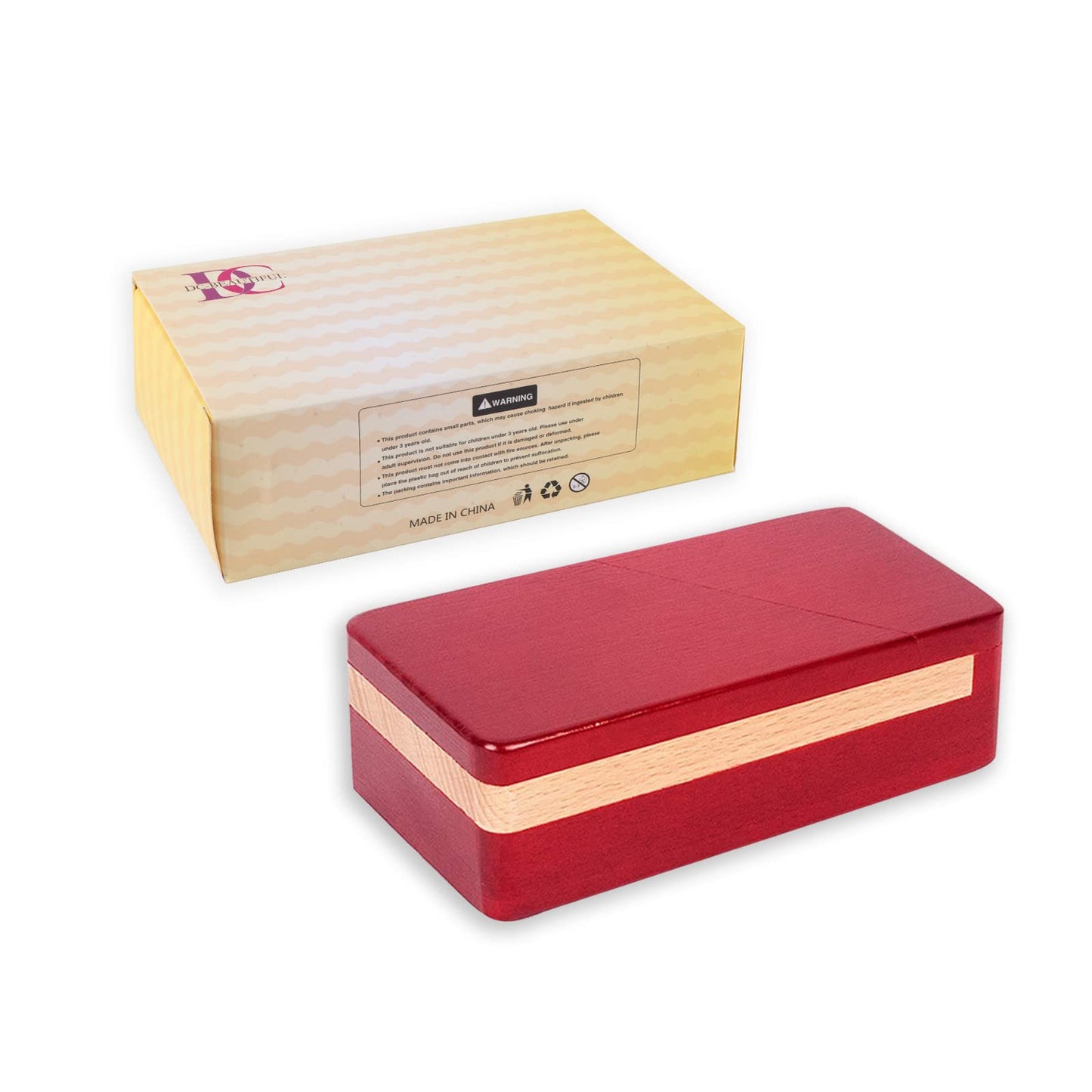 DC-BEAUTIFUL Impossible Puzzle Master Secret Opening Wooden Red Magic Box with Secret Drawer - Mysterious Gift Puzzle