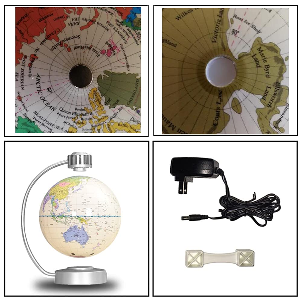 Magnetic Levitation Floating Globe NHSUNRAY 8'' Levitation Rotating Ball LED Illuminated World Map Earth for Desktop Office Home Decor (White)