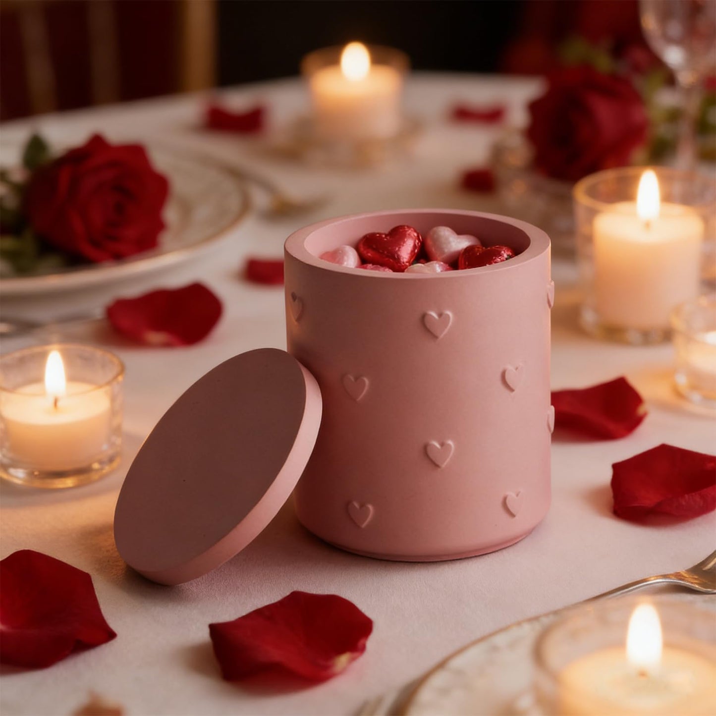 Heart Jar Resin Molds with Lid,Heart Shaped Cylindrical Mold Storage Box Silicone Molds for Epoxy Resin Casting DIY Valentine's Day Crafts