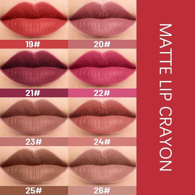evpct Dusty Mauve Lip Liner Crayon Pencils Set for Women, Romantic Rose Matte Lip Stick Crayon Long Lasting, Lips Pencil Liner and Lipstick set, Lipliner Pencil, 24 Hours Lipstick Built-in Sharpener