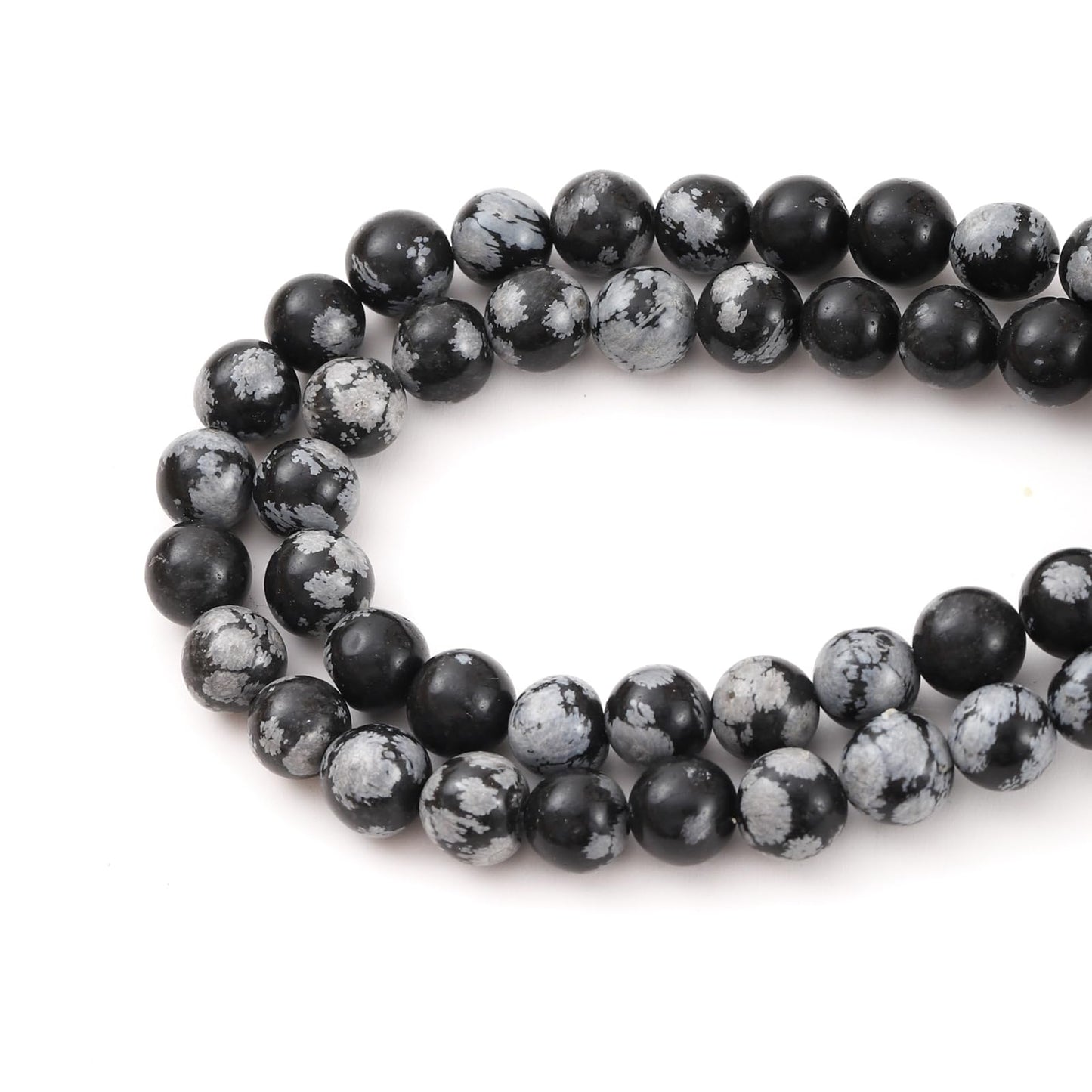 8mm 45pcs DIY Natural Black Snowflake Obsidian Stone Beads Round Healing Crystal Gemstone Loose Beads for Jewelry Making Handmade Bracelet Necklace