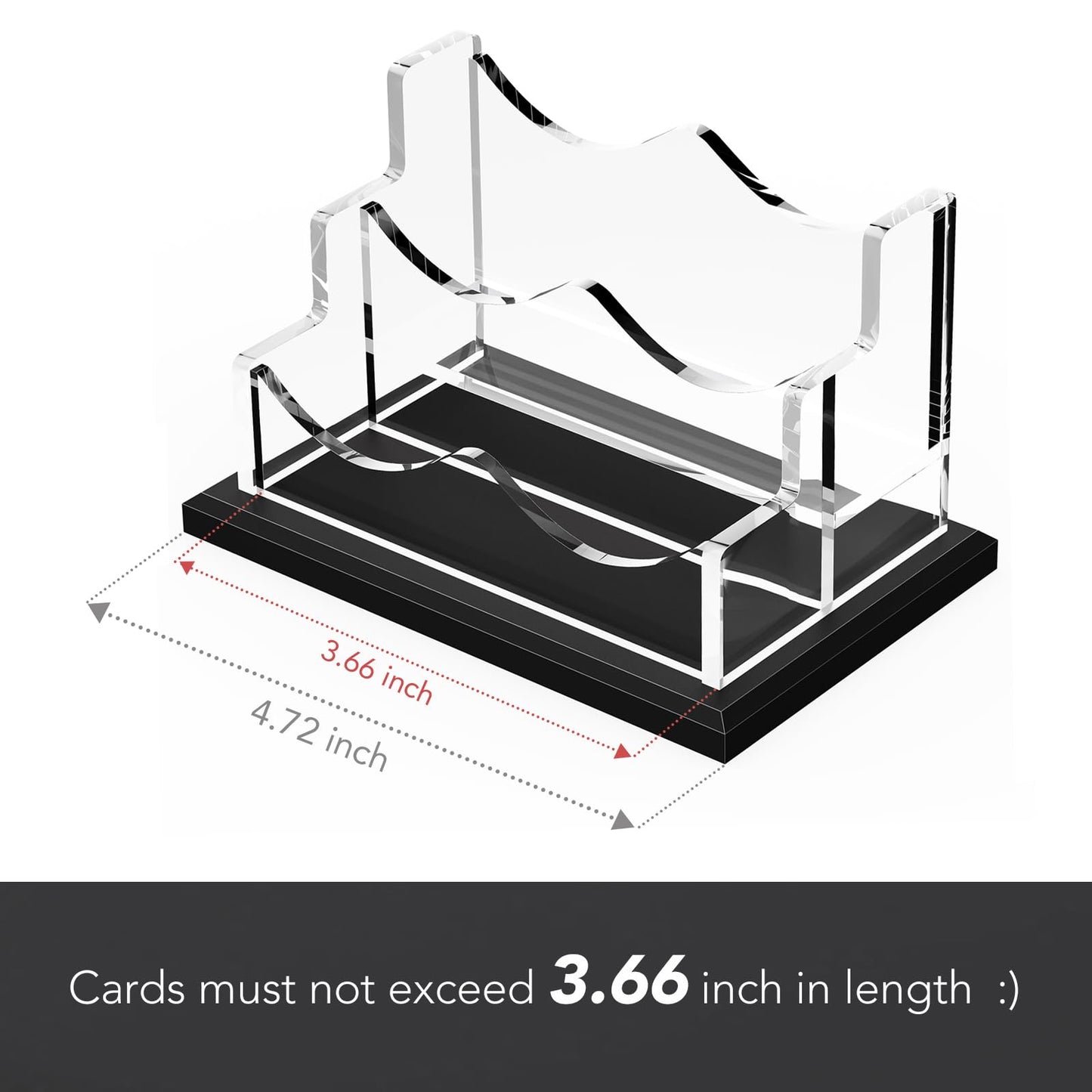 PARTSPOWER Acrylic Business Card Holder for Desk, Horizontal Clear Business Name Card Display, Solid Black Acrylic Base, Desktop Accessory Business Name Card Organizers (2-Slot)