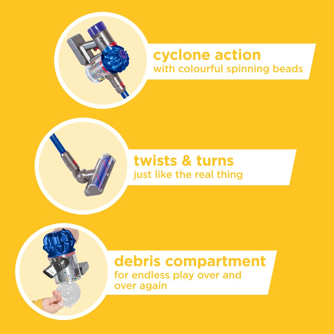 Casdon Dyson Cordless Vacuum Blue | Interactive & Officially Licensed Toy Dyson Vacuum For Children Aged 3+ | Realistic Role-Play Fun!