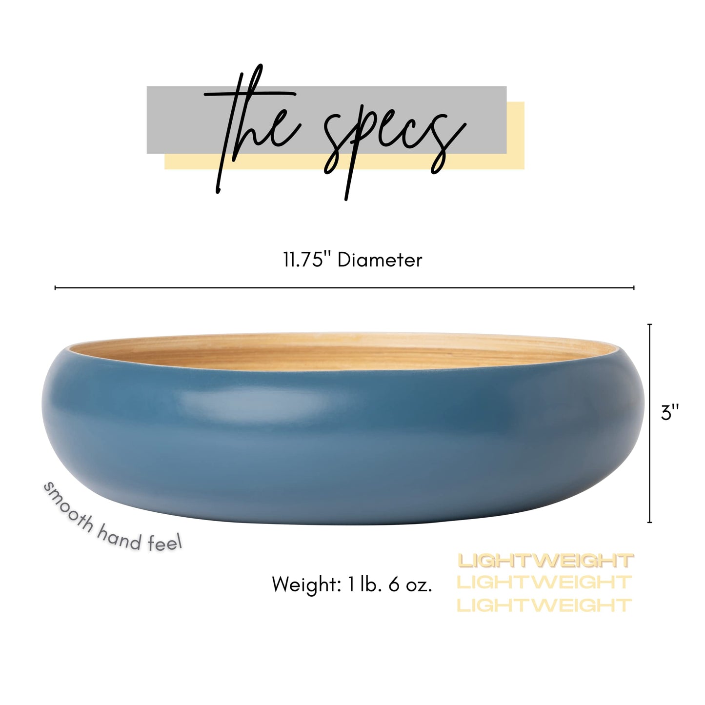 HABITAAS Fruit Bowl for Kitchen Counter – Handmade Spun Bamboo, Large 11.75" Fruit Basket, Eco-Friendly Decorative Serving Bowl for Home Decor, Produce Storage & Centerpiece (Blue)