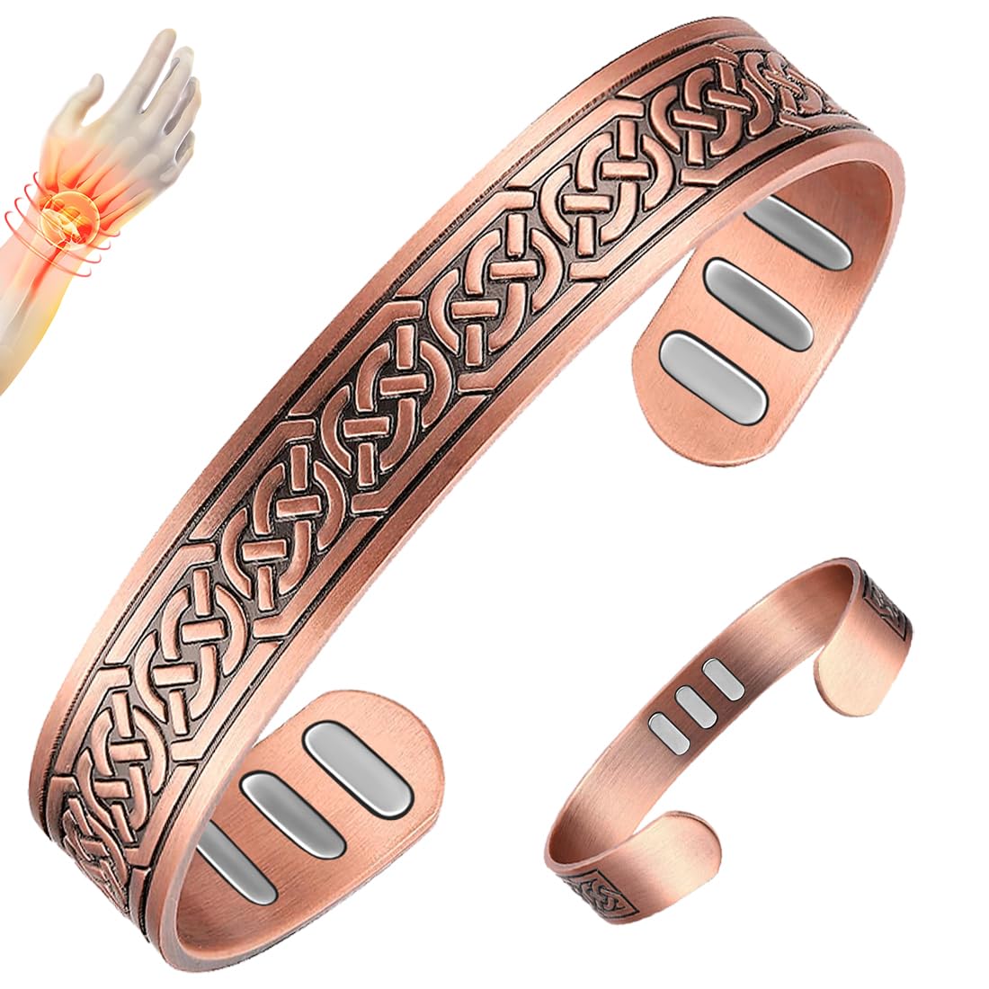 Vicmag Copper Bracelet for Men 9X Strength Magnetic Bracelet Men 99% Pure Copper with 5000 Gauss Magnets, Present Box Adjustable(Ax Knot)