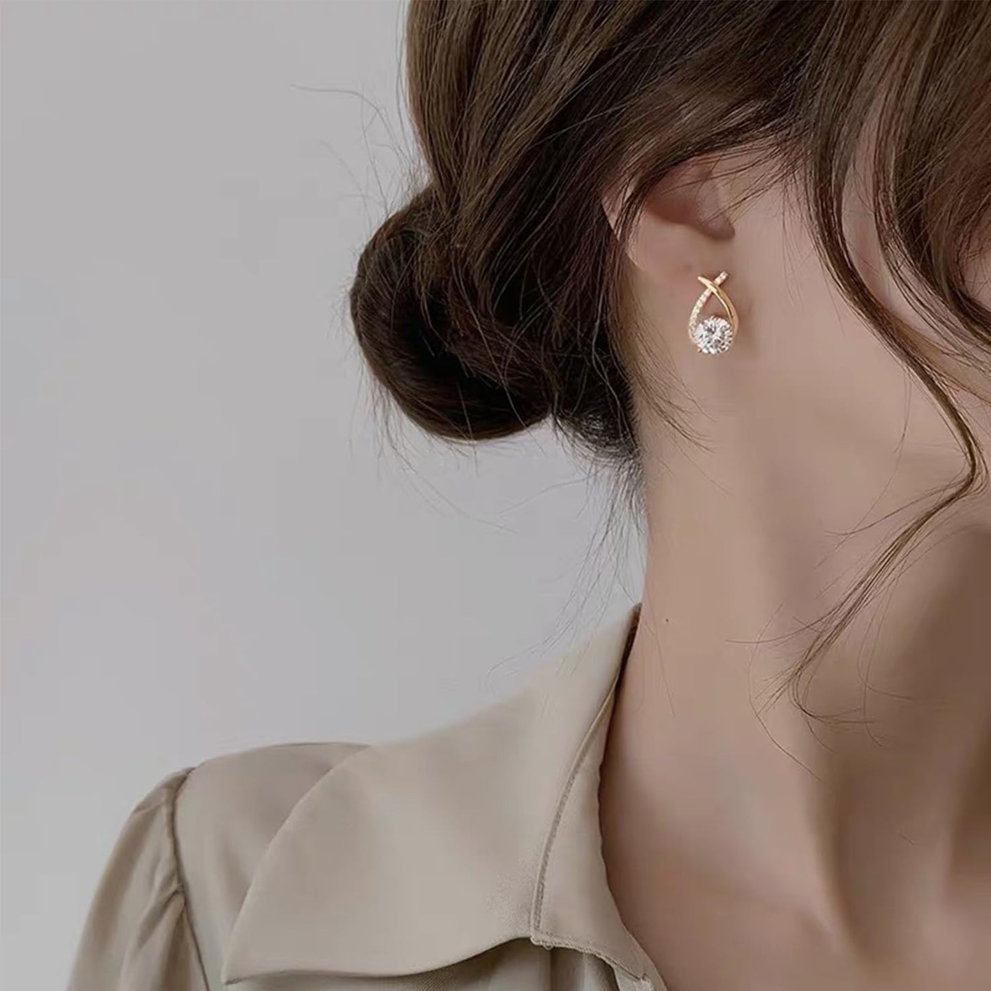 GLMOCM Hoop Earrings: Lymphatic Drainage Earrings with Germanium, Copper, Zircon Stones - Modern Hoops for Women