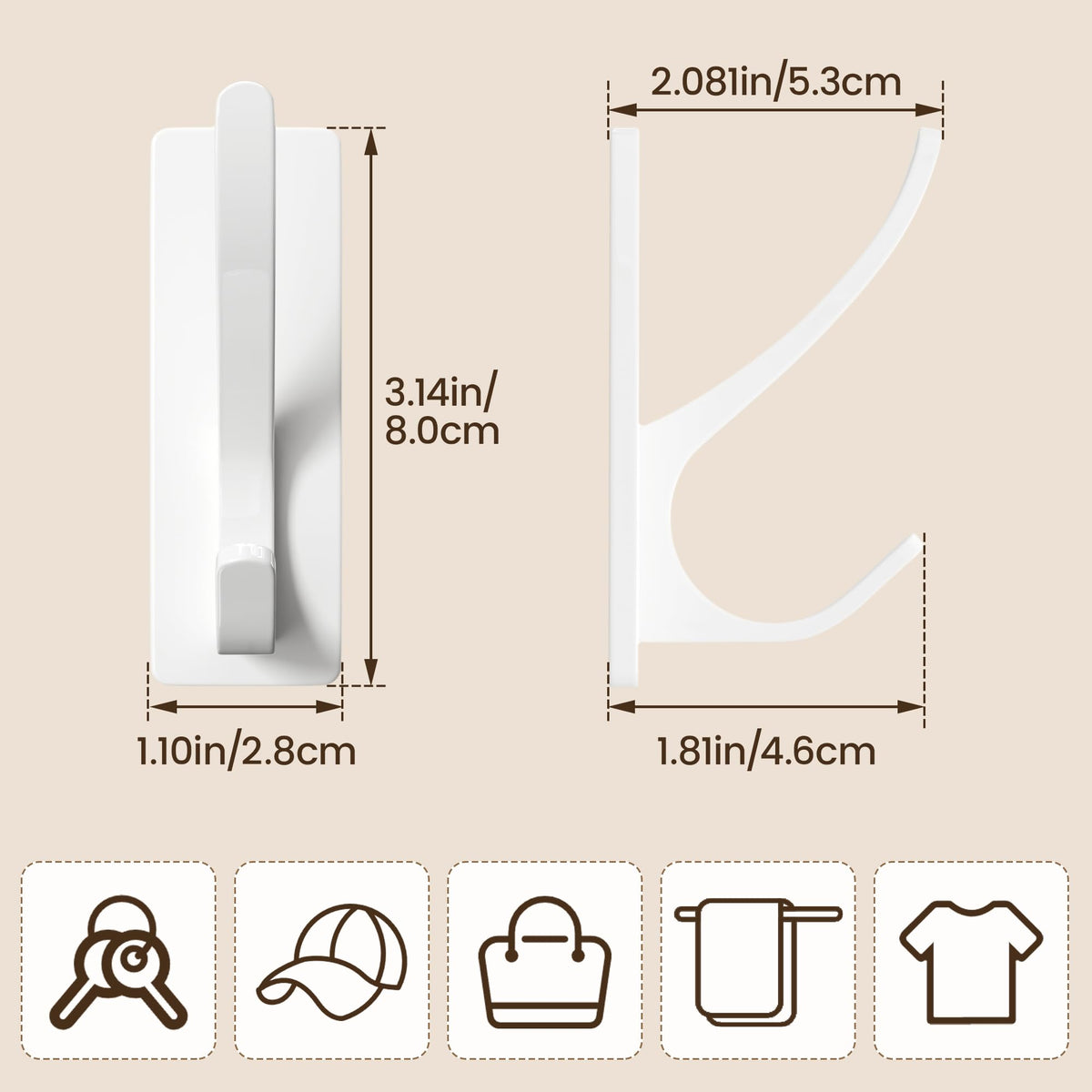 White Self Adhesive Hook (10 Count)