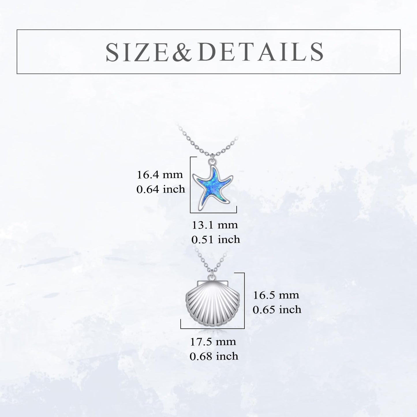 LUHE Starfish Necklace Sterling Silver Shell Pendant Blue Opal Sea shell Jewelry Ocean Necklace Gift for Women