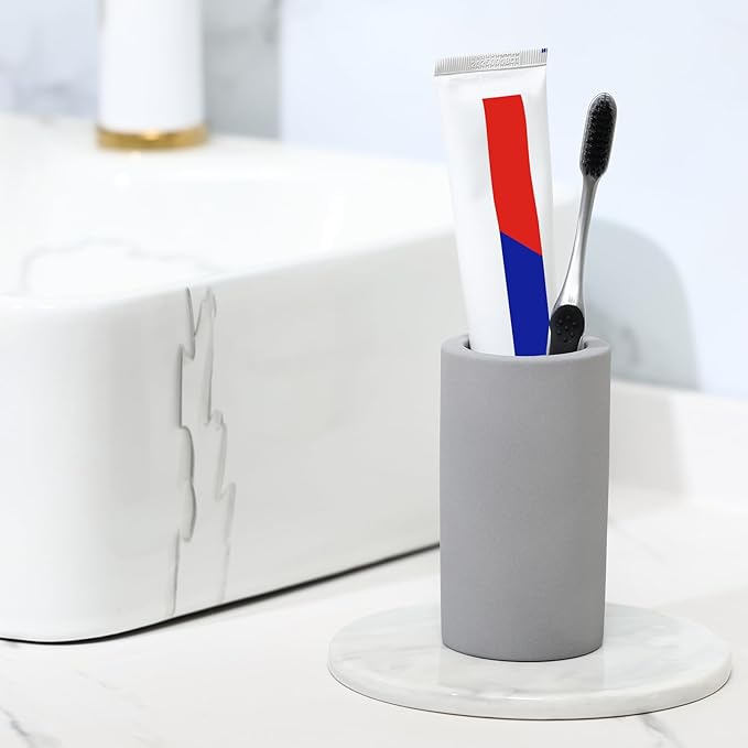 Diatomite Toothbrush Holder for Bathroom Sink, Countertop Organizer, Quick Dry Stand Cup for Toothpaste, Razors, Makeup Brushes - Water-Absorbent & Quick-Drying (Dark Grey, Height 4.3")