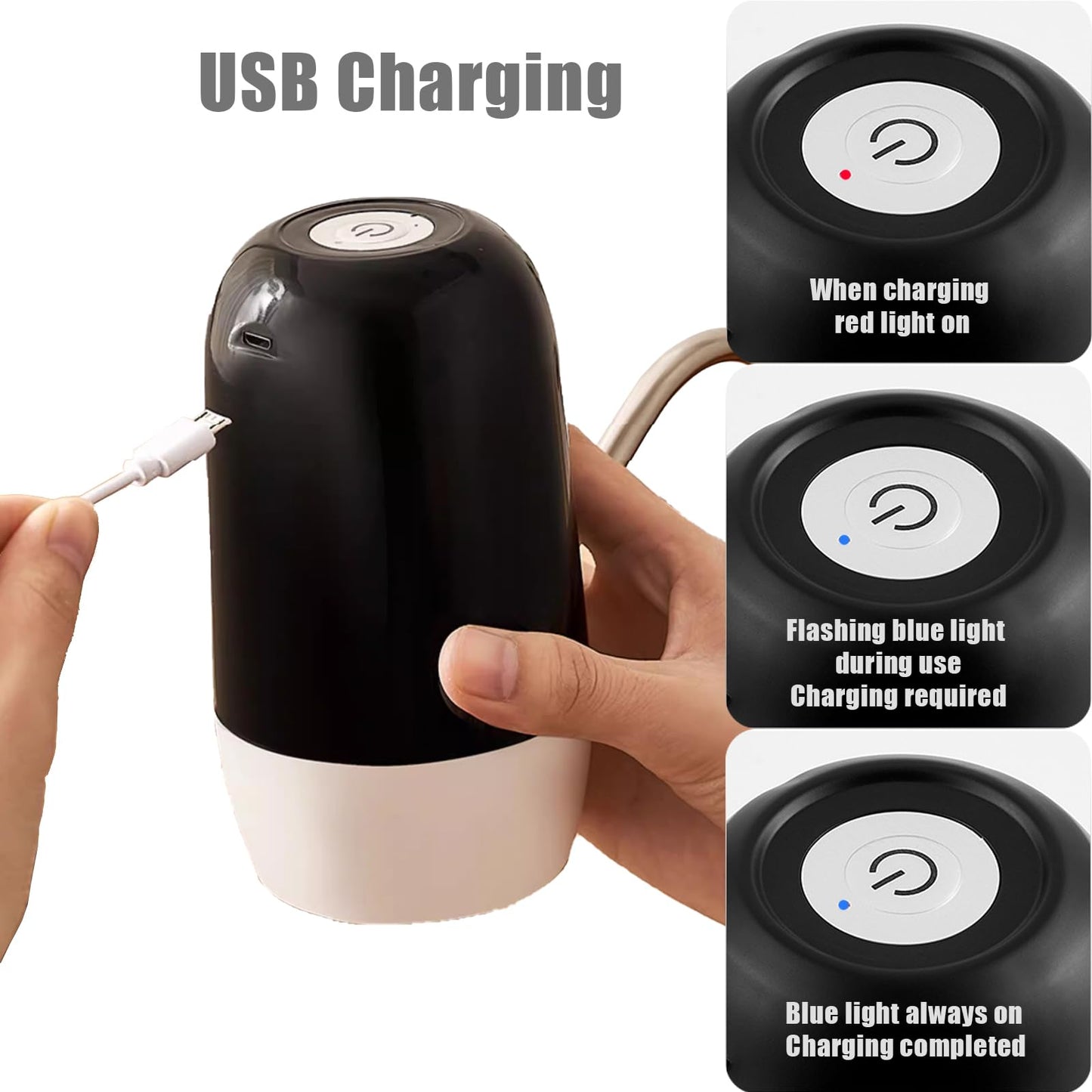 Double Pump Gallon Water Dispenser Portable Water Pump for 5 Gallon Bottle USB Charging Water Dispenser for 5 Gallon Bottle,Fast Pumping Speed