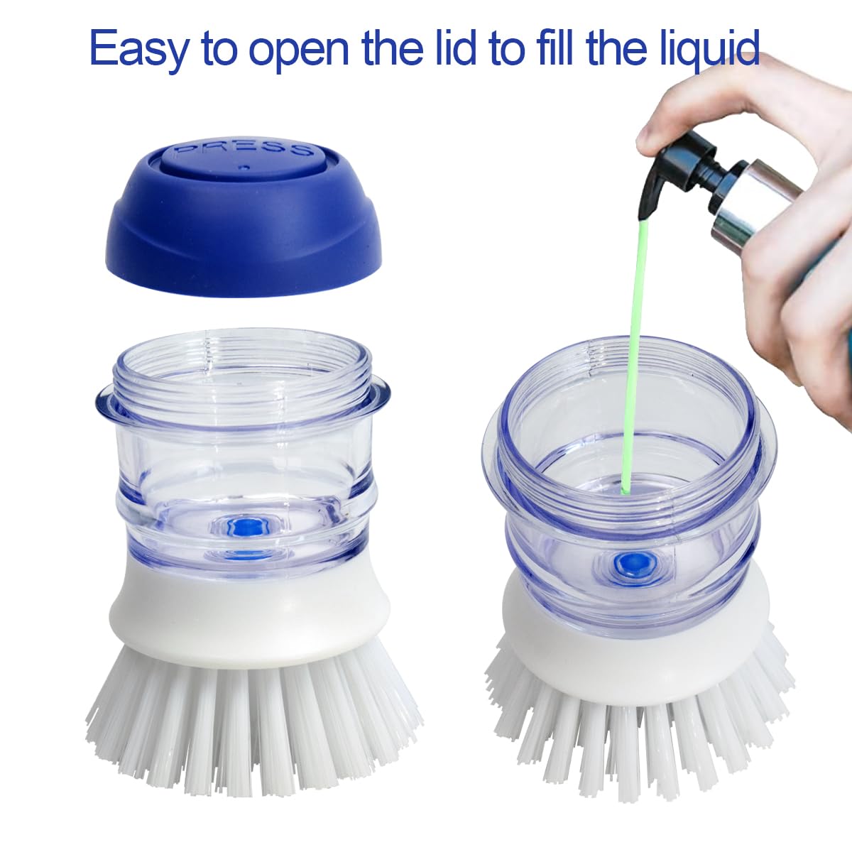 CELOX 2 Pack Dish Brush with Soap Dispenser for Kitchen Cleaning