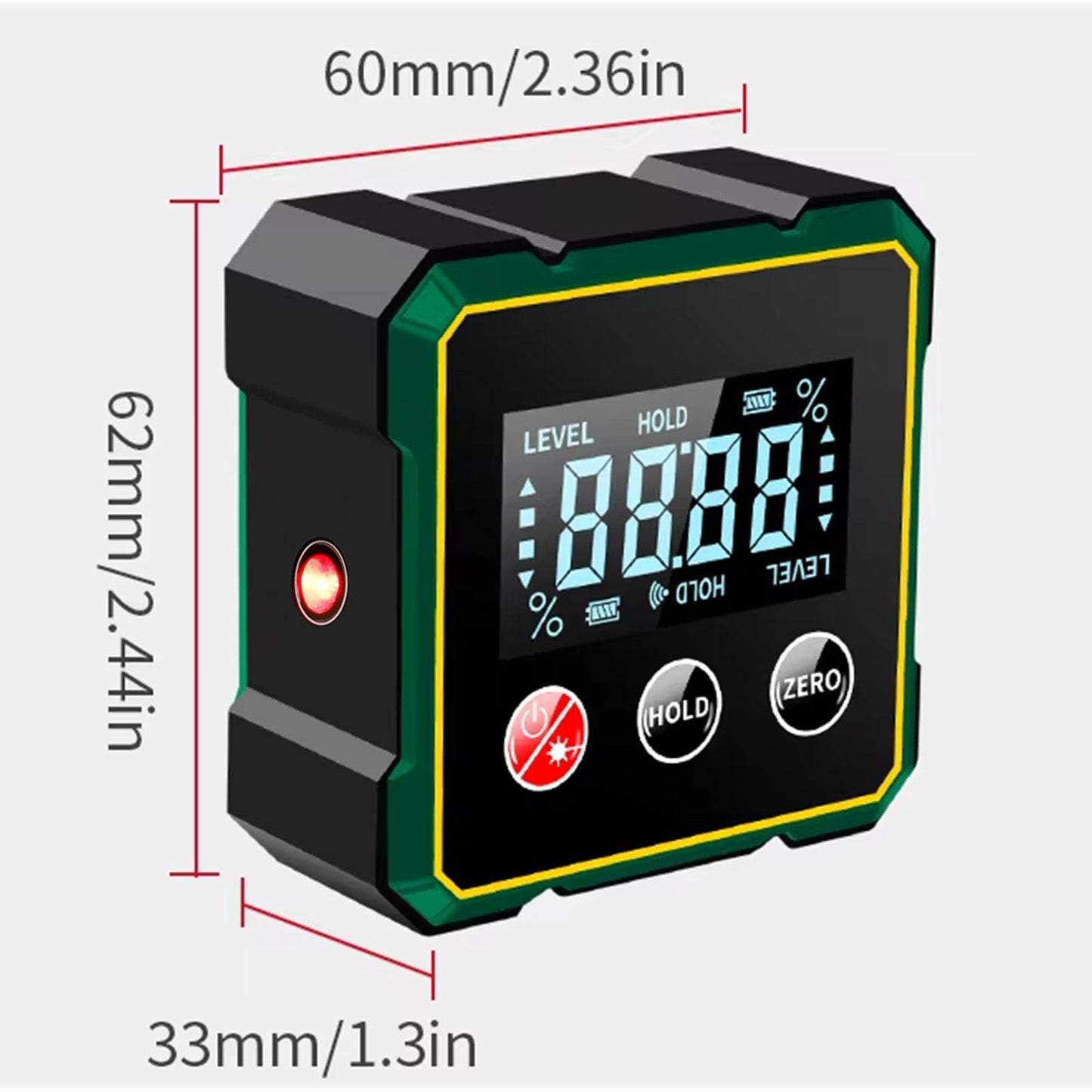 Laidawei Digital Angle Finder with Electronic Laser Level,Inclinometer- 4-side Strong Magnetic Angle Gauge, Protractor,Finder Measuring Tool for Woodworking (Laser Level is Class II,Output<5mW)