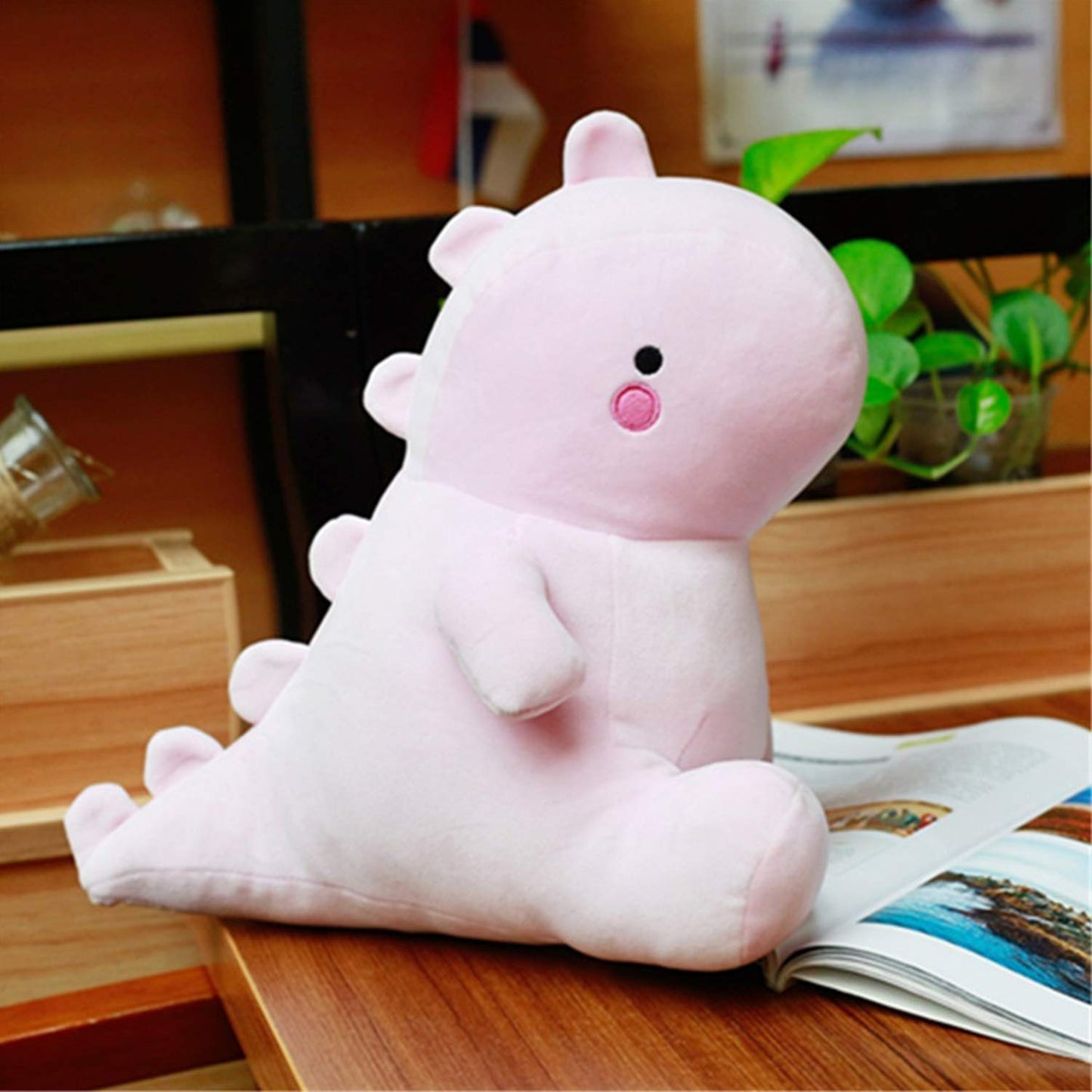 VHYHCY Cute Dinosaur Plush Toys, Fat Dinosaur Stuffed Animals Dolls, Soft Plush Dino Plushie, Birthday Gifts for Kids Girls Boys Pink 12 inch