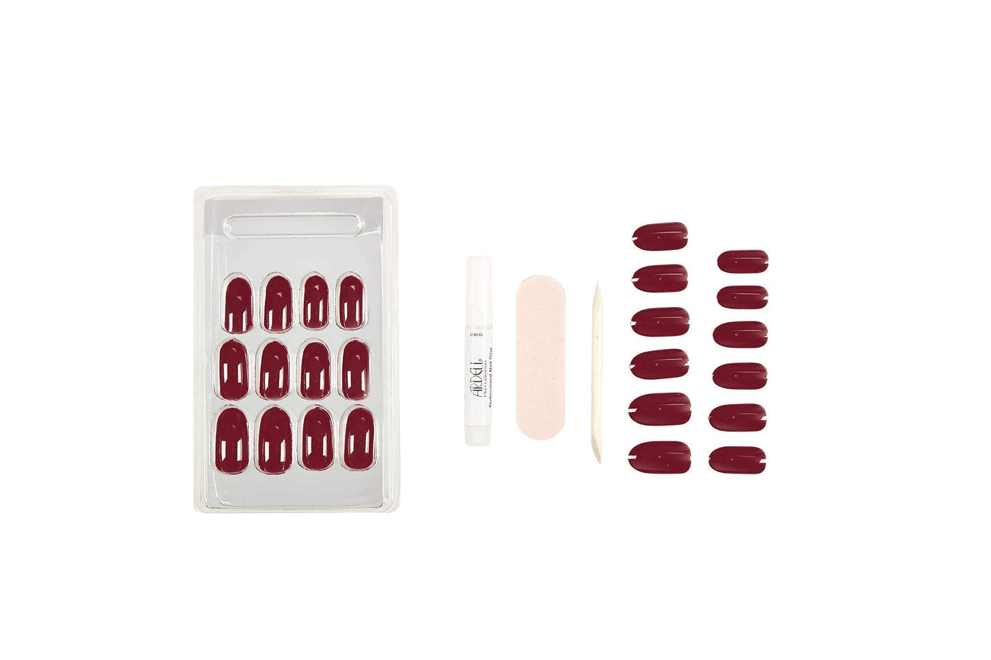 Ardell Nail Addict Artificial Nail Set, Sip of Wine 24-Pc, Medium, Almond-Shape, DIY Press-On Nails, Quick and Safe, with Glue, Cuticle Stick and Nail File (Pack of 2)