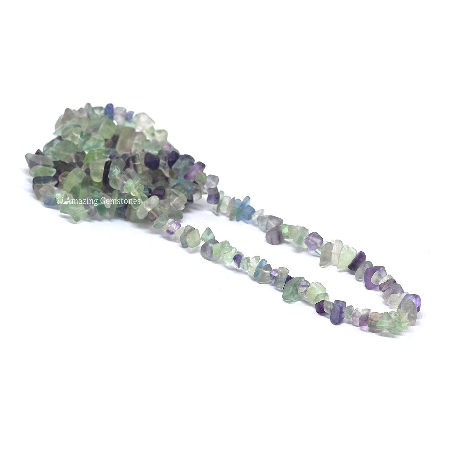 Multi Fluorite Pre Drilled Natural Crystals Crushed Chips Beads for Jewelry Making, DIY Handmade Healing Crystals (25 Inch Strand)