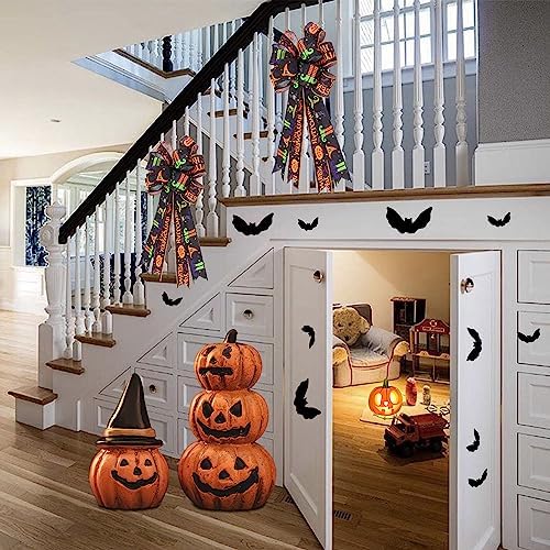 2PCS Large Halloween Wreath Bows for Indoor Outdoor Tree Topper Wall Decor