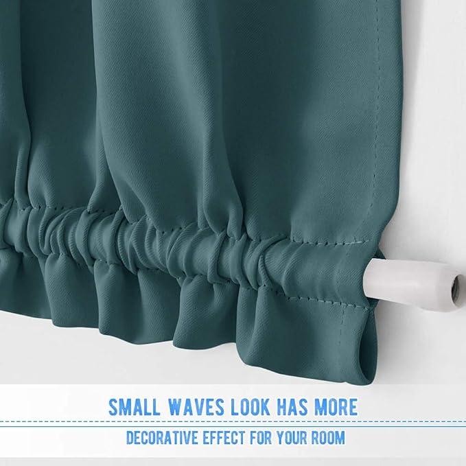 NICETOWN Blackout Sidelight Window Curtain - Room Darkening Thermal Insulated Small Half Door Window Treatment Curtain Panel for Front Door/Kitchen, 25W by 40L inches, Sea Teal, 1 Panel