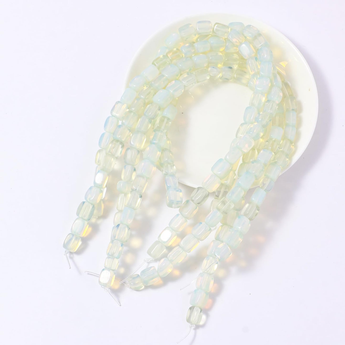 Natural Large White Opal Cube Stone Beads 8x11mm 38cm/str Loose Semi Gemstone Stone Square Beads for Making Bracelets Necklace