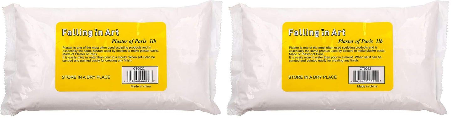 Falling in Art 1lb Plaster of Paris Powder - Hand Mold Casting Kit Powder, Gypsum Cement, Pottery & Ceramic Plaster Powder for Crafts, Sculpture, Diorama and Home Decor (Pack of 2)