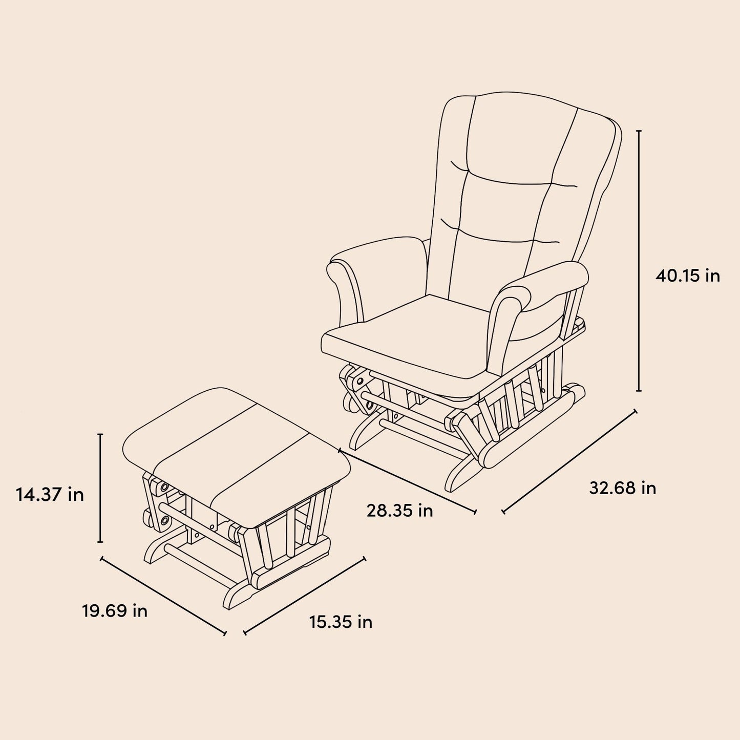 Storkcraft Tuscany Custom Glider and Ottoman with Free Lumbar Pillow (Espresso/Grey) - Cleanable Upholstered Comfort Rocking Nursery Chair with Ottoman