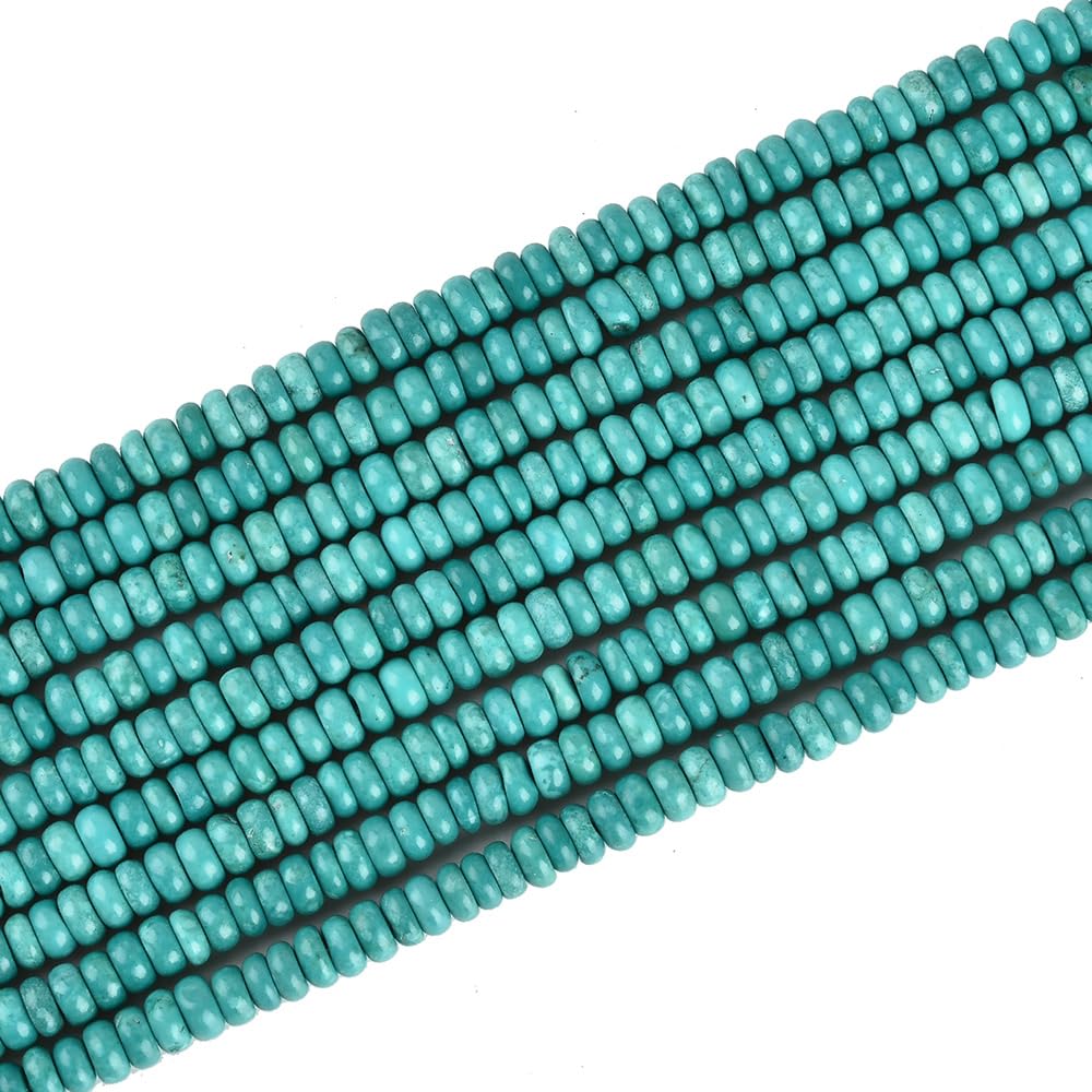 180pcs 4x2mm Green Turquoise Disk Rondelle Spacer Natural Stone Semi Precious Gemstone Loose Beads for Jewelry Making 15.5 Inch