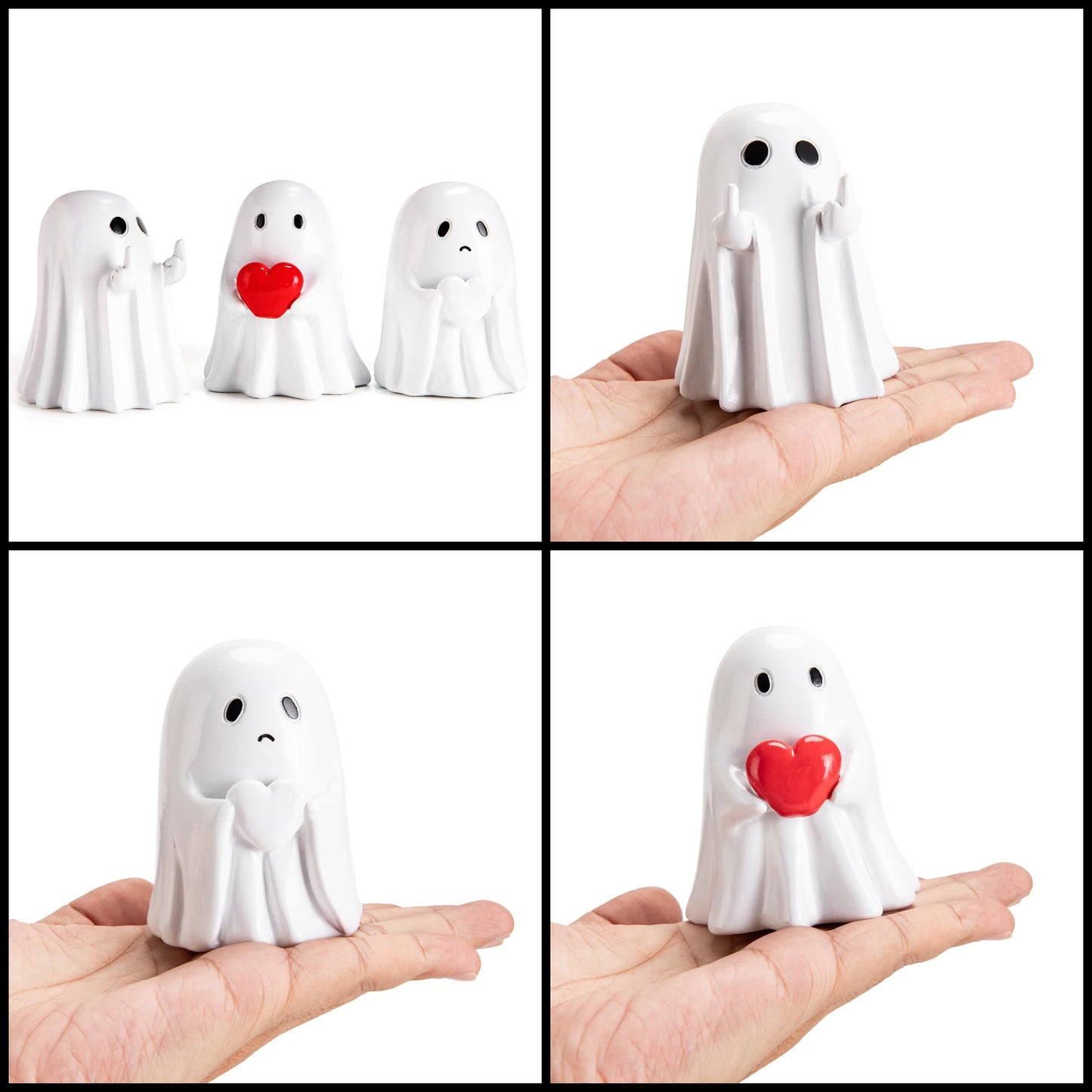 Halloween Ghost Figurine 3pcs Resin Ghost Spooky Statue Set Quirky Gifts Small Figurines for Halloween Party Tabletop Desk Home Decor