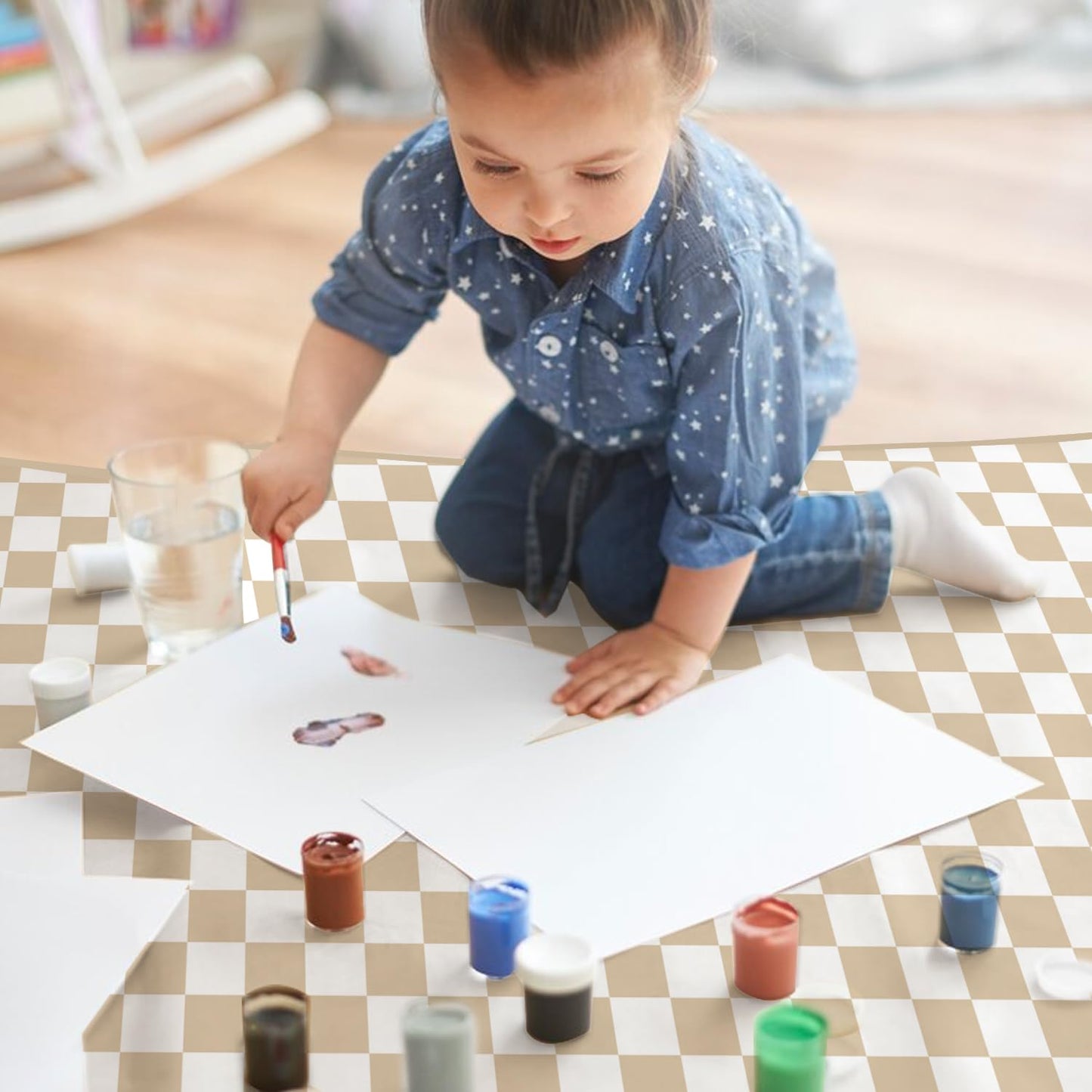 CoolaPeach Baby Splat Mat for Under High Chair, 51 x 51 Inch Wipeable Splash Mat，Floor Protector，Wipe-Clean Tablecloth and Playing Mat (Square)