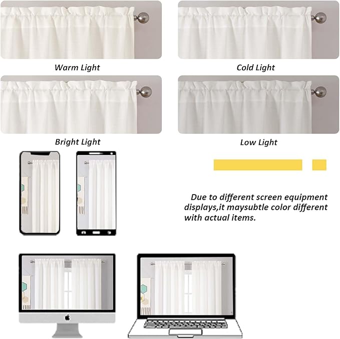 Chyhomenyc Light Filtering Curtains 90 Inch Length 2 Panels Set, Faux Linen Textured Soft Airy Privacy Yellowish Farmhouse Curtain Drapes for Living Room, Each 40Wx90L Inches, Cream???prev. Ivory???