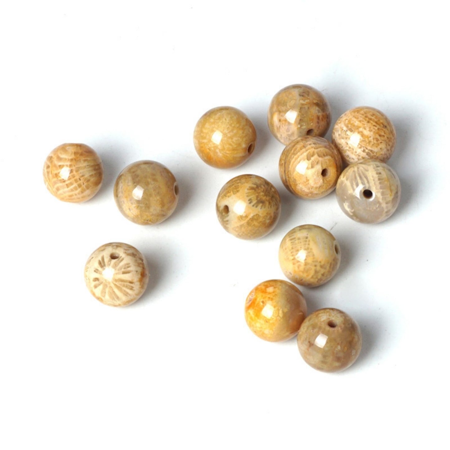100Pcs Natural Stone 6mm Chrysanthemum Stone Round Loose Gemstone Energy Healing Beads Hole Size 1mm DIY Smooth Beads for Bracelet Necklace Earrings Jewelry Making