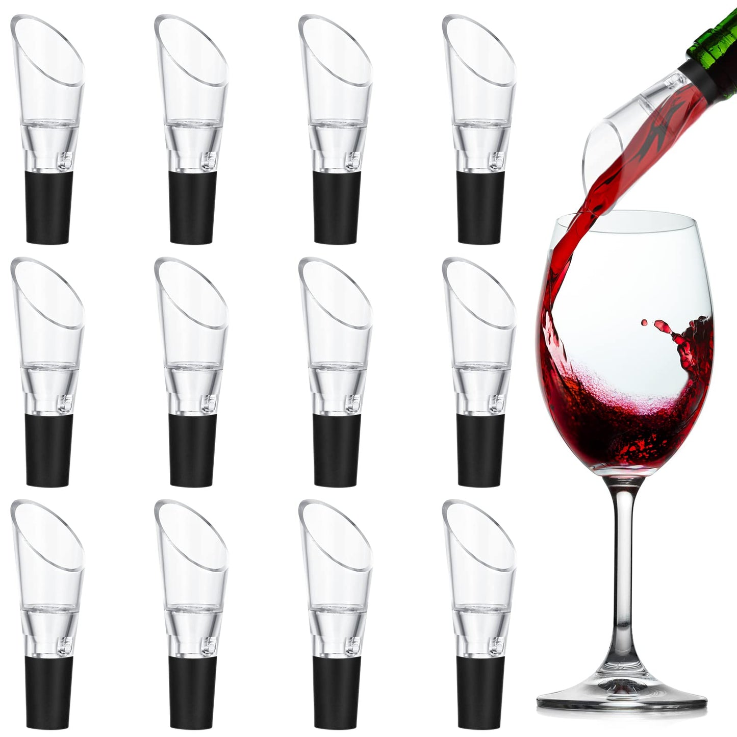 12 Pieces Wine Aerator Pourer Aerating Spout and Decanter for Wine Bottles Improved Flavor, Enhanced Bouquet, Rich Finish and Bubbles, No Drip or Spill
