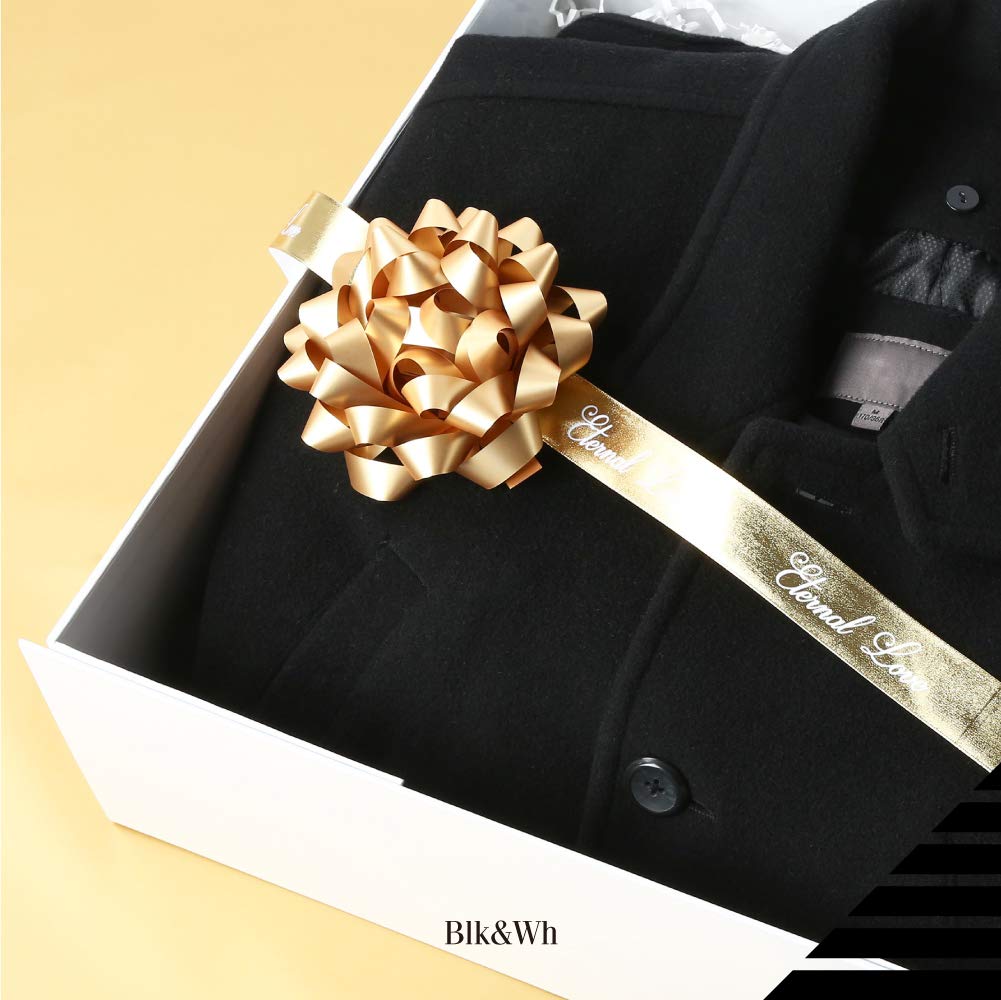 BLK&WH Extra Large Gift Box with Lid 16.3x14.2x5 Inches, White Gift Box Closure Lid for Clothes and Large Gifts (Glossy White)