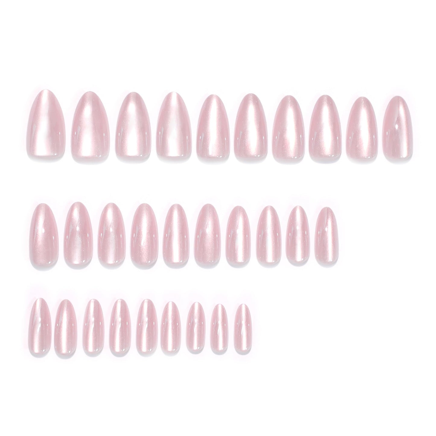 Almond Press-On Nails – 30 Pcs Glossy Chrome, French Tip & Solid Color Nail Set with Glue & Adhesive Tabs | PMMA Coated Reusable False Nails for Women & Teens (Cloud Veil, Medium)
