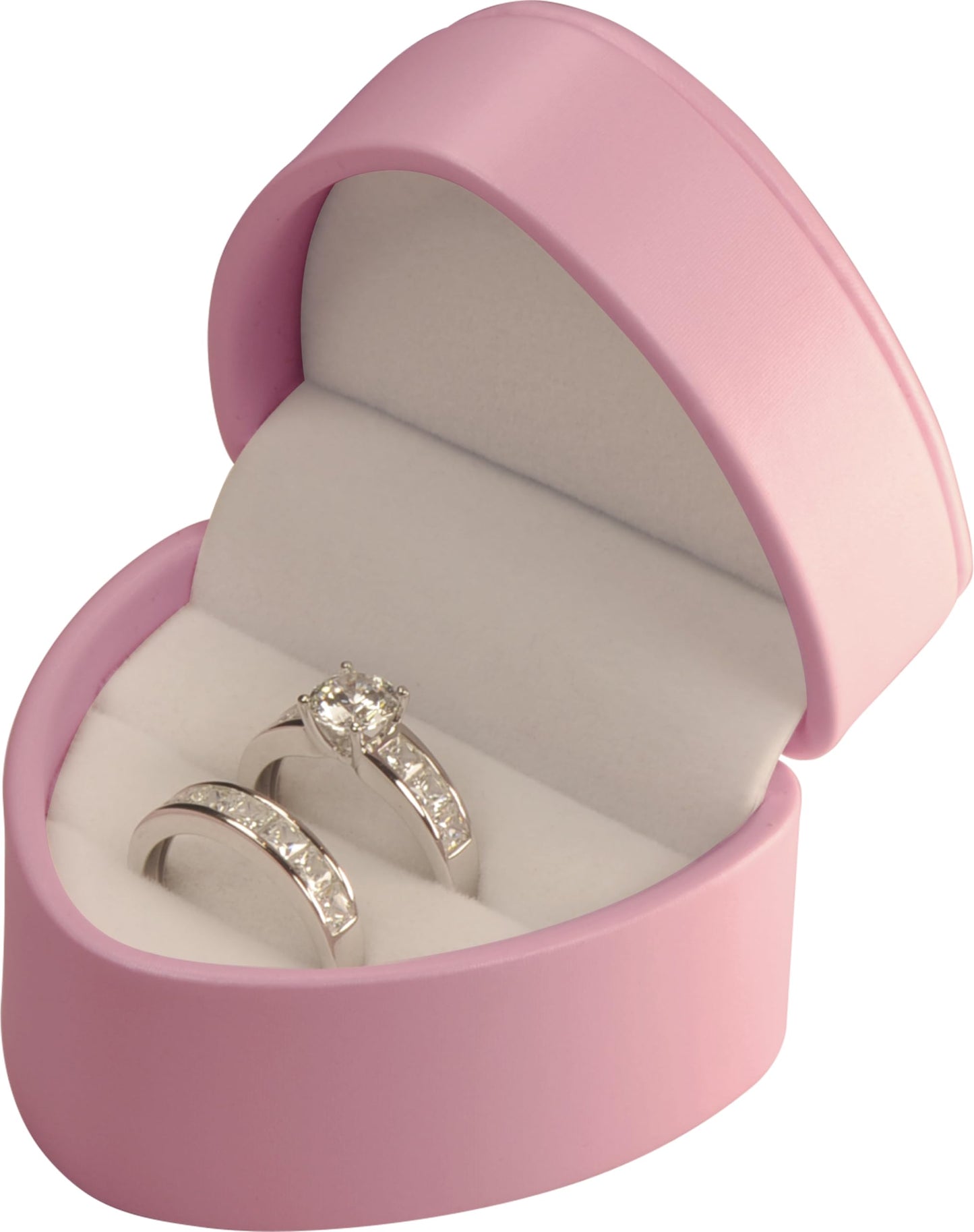 LAODA Heart Shaped Double Couple Ring Box for Wedding & Engagement - Premium PU Leather Two Slot Ring Jewelry Gift Box for Women & Men for Wedding Day Ceremony (1, Pink)