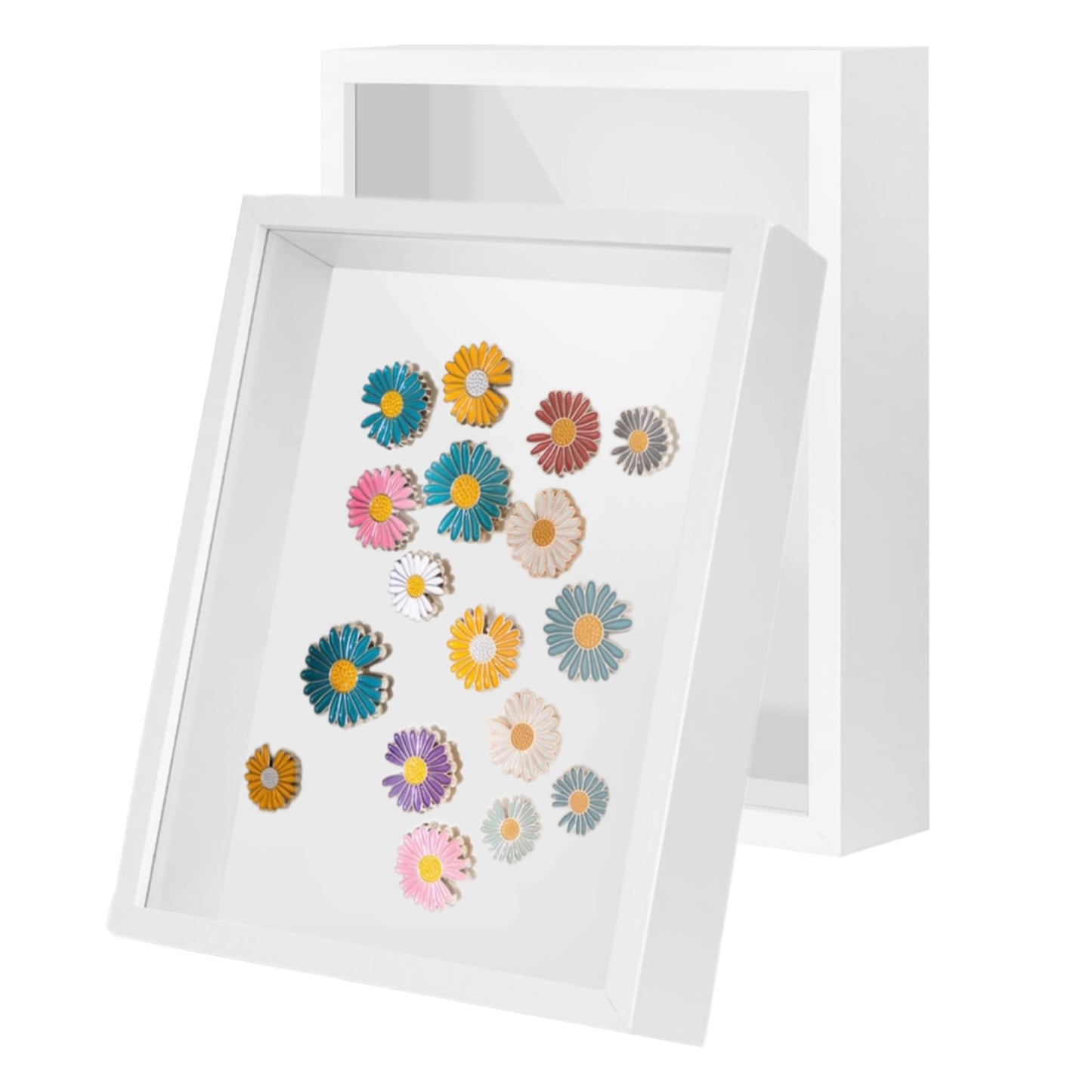 CROISSANT 2 Pack 6x8 Shadow Box Frame, HD Glass White MDF Wooden Frames for Flower Pressing, Seashell Display Box, Pet Memorial Shadow Box (2pcs 6X8)