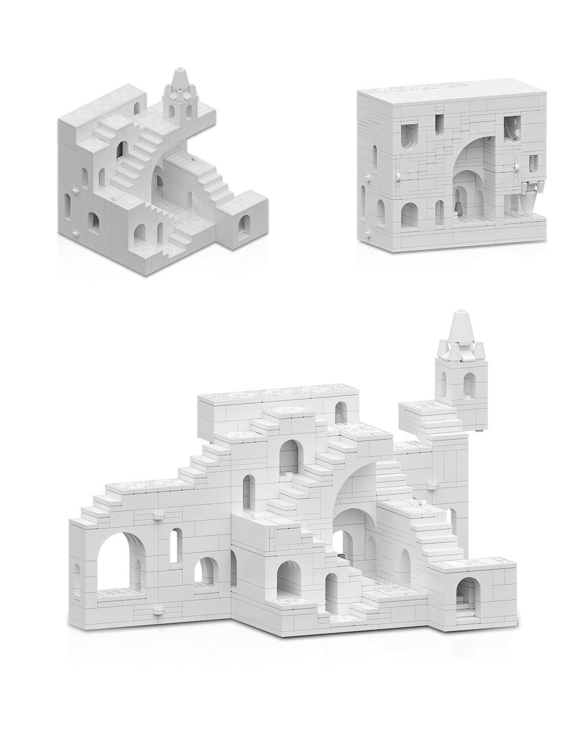dOvOb 668PCS White Castle Building Blocks, Architectural Model Kit for Adults, Transformable & Collectible Display Set, Challenging Construction Toy for Teens and Adults