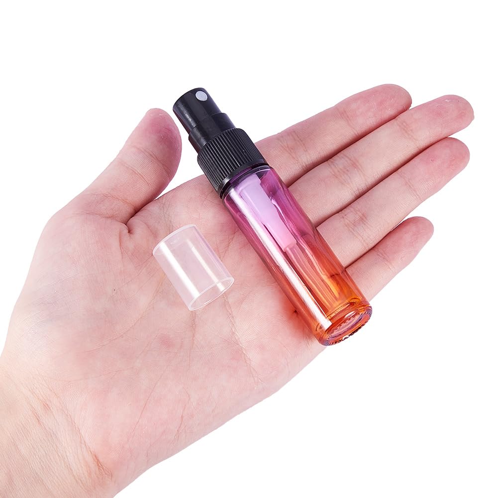 BENECREAT 9 Packs 10ml Rainbow Color Glass Spray Bottle, Refillable Fine Mist Spray Bottle for Perfume, Essential Oil, Travel Size Mini Spray Bottles